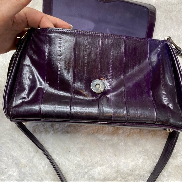 Lee Sands Genuine Eel Skin Shoulder Bag Purse Designer RARE - Picture 10 of 16